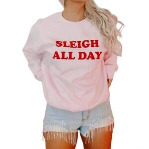 NEW MUGSBY sleigh all day christmas sweatshirt in pink